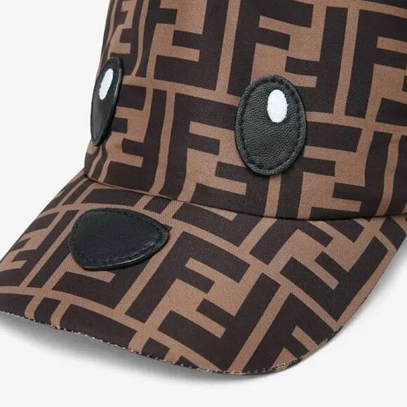 $850! Fendi Kids - Unisex FF Print Bear Cap Brown - 11 / Brown - Picture 5 of 8